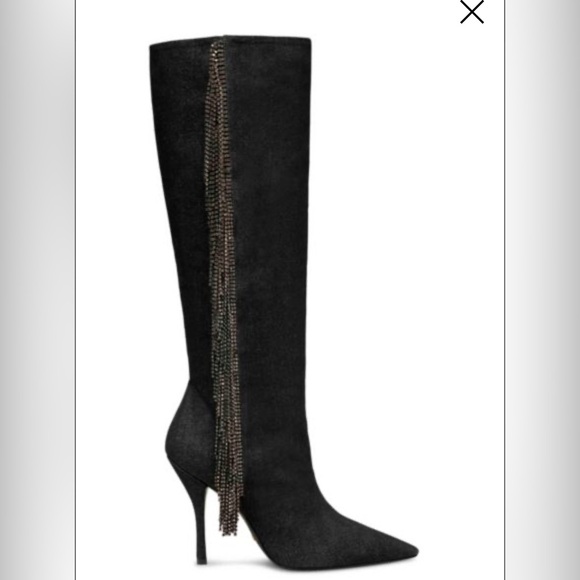 STUART WEITZMAN
Crystal Fringe Denim Stiletto Boots - Picture 1 of 3